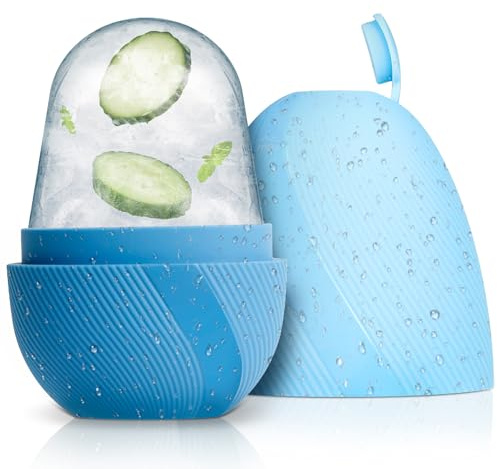 Romon Ice Roller Gesicht, Ice Roller，Silikon Eis Gesichtsroller, De-Puffing, Hautstraffung, Poren Schrumpfen, Verbessert Die Elastizität Der Haut, Lebensmittel-Silikon, Daily Skin Care Tool (Blau)