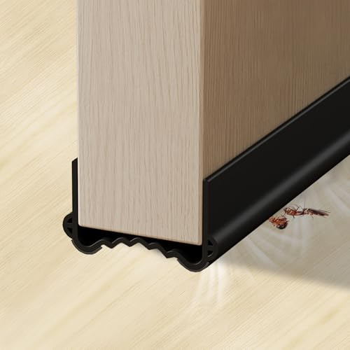 93cm Zugluftstopper für Türen, Windstopper Tür Dichtung, Luftzugstopper mit Doppeldichtung,Türdichtung Türisolierung Windstopper Durchzug, Stoppen Sie Gerüche und Insekten (Schwarz)