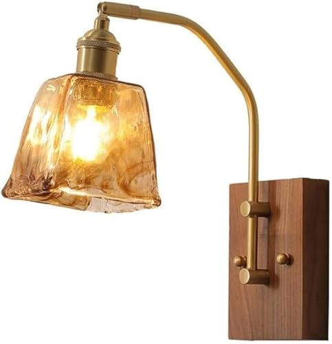 hnkhpkl Applique Da Parete Vintage Giapponese A 1 Luce - Lampada Da Parete In Vetro Marrone For Camera Da Letto, Sala Da Pranzo, Toilette, Soggiorno E Decorazione Della Scala
