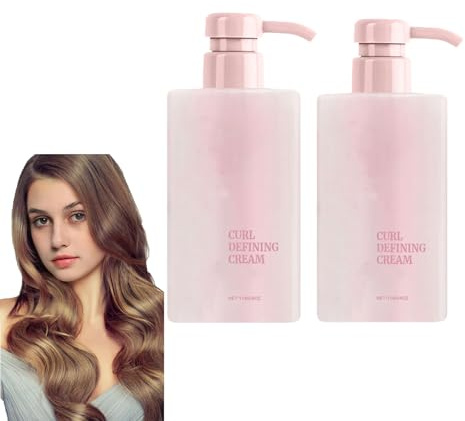 Locken-Definitionscreme, Lockencreme für lockiges Haar, Anti-Frizz, natürliches Frizz-Kontroll-Modelliergel, Anti-Frizz-Styling-Creme-Definierer für Männer, Frauen, feuchtigkeitsspendend (2pcs)