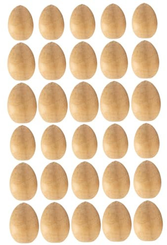 SHINEOFI DIY Wooden Eggs Easter Decor 30pcs Unfinished Craft Eggs Wooden Ornaments for Boys and Girls Home Decor