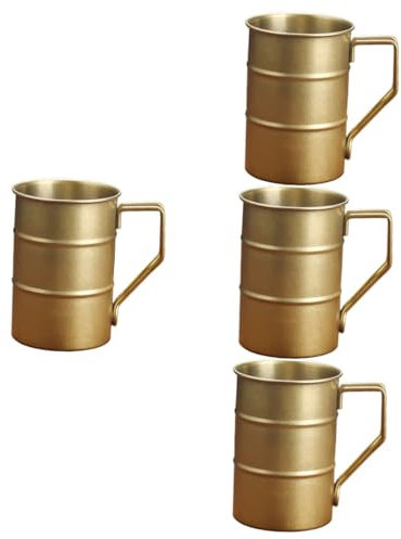 Cabilock 4 Stück Vintage Kaffeetasse wassergläser kaffeetassen Flasche wiederverwendbar Pint kaffeebecher to-go Bierpong Bierkrug Campingbecher mit Henkel Rostfreier Stahl Wiederverwendbar