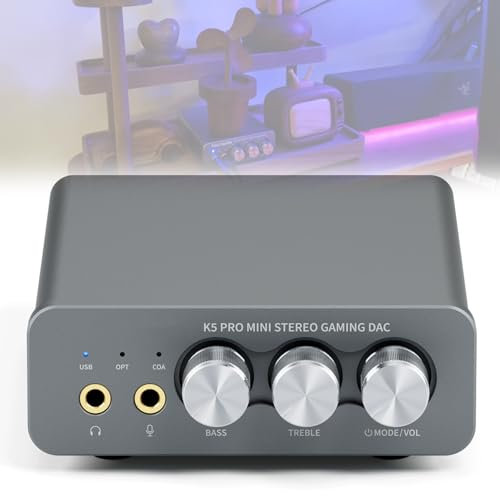 Amplificador De Auriculares DAC Stereo K5 Pro, Nacido para Juegos, Convertidor De Audio Digital a Analógico HiFi Estéreo, Admite Un Micrófono De 3.5 Mm, Adecuado para PS4/PS5/Switch