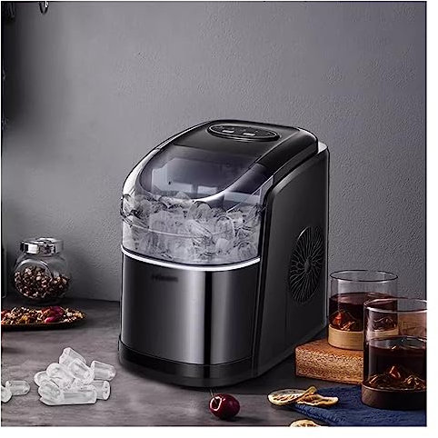 Facile da usare Macchina for il ghiaccio da banco, macchina for il ghiaccio portatile con paletta for il ghiaccio, macchina for il ghiaccio autopulente, produce fino a 33 libbre/24 ore, 9 cubetti in 6