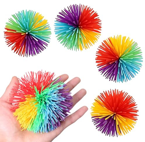 HABNI 4 Pcs Pelotas De Goma Arco Iris Bolas De Color Stringy Balls, Bolas De Saltar 6Cm Regalos De Cumpleaños Infantiles Para Cumpleaños Infantiles Juegos Familiares Fiestas Recuerdos
