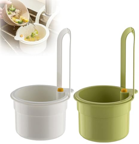 2PCS Sink Drain Strainer Basket, Appuyez pour Ouvrir la Corbeille, Filtre Accrochable pour Robinet, Filtre D'évier de Cuisine, Étagère de vidange d'évier, Filtre Panier pour Légumes,Fruits, Résidus