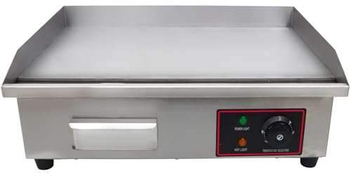 MJMLUCK Griglia elettrica da Campeggio, Piastra per Cottura Piatta, griglia Superiore, Piastra Calda, fornello, griglia compatta in Acciaio Inox, Piastra per Barbecue con Controllo della Temperatura