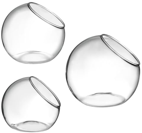 Glass Terrarium Water Culture Vase for Succulents 3pcs | Slant Opening, Easy-clean Finish, Modern Elegant Form, Suitable for Home or Party Table Display