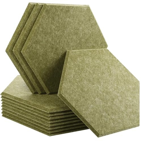 Hexagon Akustikplatten 12 Pcs Sound Absorbieren Panels Wand Absorcion for Home Recording Studio Akustische Isolator Tür Dichtung Streifen(20-Bronze,Large Hexagon,1.0cm Super Density)