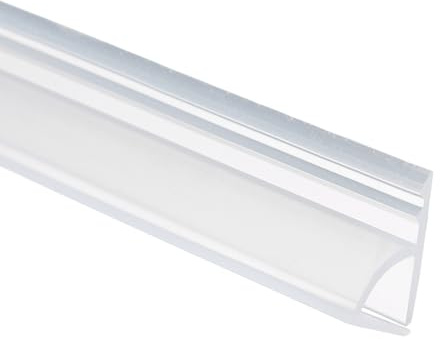 sourcing map Joint latéral de porte de douche, large en forme de H pour verre de 1,27 cm de long, bande d'étanchéité en silicone sans cadre, empêche les fuites et crée une barrière d'eau pour salle de