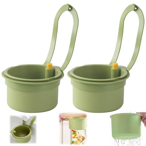 Sieb für Spülbecken, 2 Stück Waschbecken Sieb Mit Druckknopf, Wasserhahn Hängend Küchensieb, Küchenutensilien Abnehmbare Silikon Waschbecken Spülbeckensieb für Waschen und Organizer in Küche (Grün)
