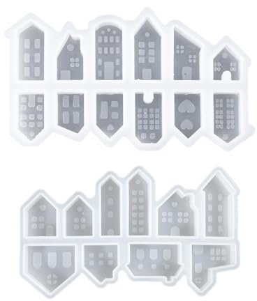 2 Pezzi Stampi in Silicone, Stampi Per La Casa Stampo In Silicone Case Gesso Stampaggio Corona Con Calcestruzzo Creativo Accessori Artigianali Ornamenti Decorativi Per Versare Con Gesso Calcestruzzo