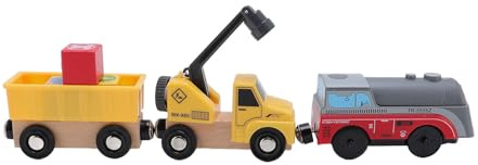 Riuulity Elektroauto-Spielzeugset, Pädagogisches Holzspielzeug mit Kran für Kleinkinder