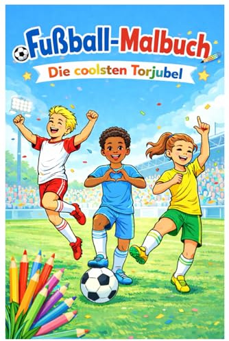 Fussball Malbuch Die coolsten Torjubel: „Ausmalspaß für Kinder – Fußball-Jubel-Edition“, für Kinder von 6-12 Jahren.