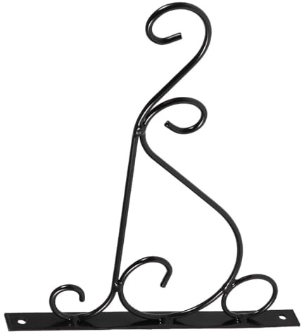 Housoutil Flower Basket Hook Black Metal 20.5Cm Wall-Mounted Hanging Bracket for Indoor Garden Plants