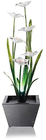 Primrose 100cm Steel Garden Flower Narcissi Tiered Patio Water Feature Self Contains