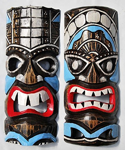 2 Wandmasken 30cm Wandmaske Tiki Maske Hawaii Holzmaske