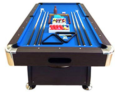 Simba 8 Piedi Vintage Blu- Mesa de billar profesional, 220 x 110 cm, 150 kg, color marrón con esquinas cromadas y tela azul.