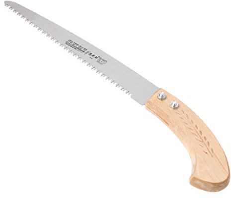 JOYKK Scie à élaguer 3 tranchants 65 MN Outil de Jardinage du Bois avec Manche en Bois - Argent