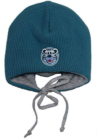 fiebig Bindemütze Bär, Mütze innen weich gefüttert blau Babymütze Winter (39)