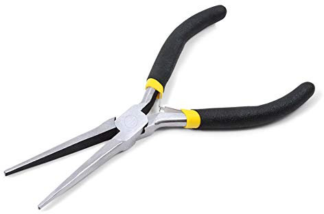 LEONTOOL Mini Needle Nose Pliers for Jewelry Making 6 Inch Small Long Nose Pliers Long Tapered Jaw Non Serrated Precision Pliers Jewelry Making Tool for Wire Bending Small Object Gripping