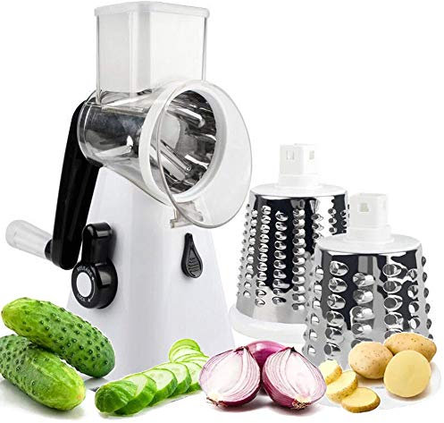 Spiralizzatore di Verdure, Affetta Verdure A Spirale, Affettatrice per Verdure con 3 Lame A Tamburo Rimovibili Tritacarne Efficiente per Verdure, Noci, ECC,White