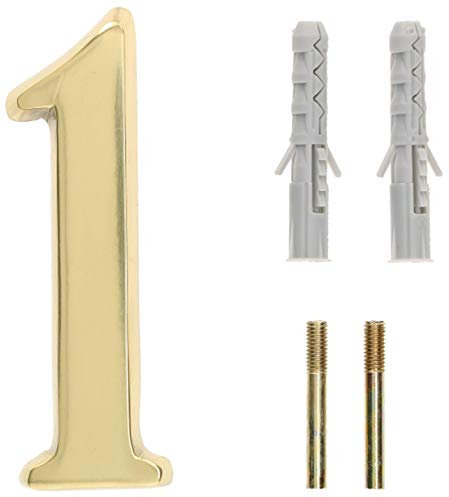 KOTARBAU® Numero civico 3D 1 in ottone, 10 cm, numero porta per case, insediamenti, alberghi, appartamenti, 100% ottone