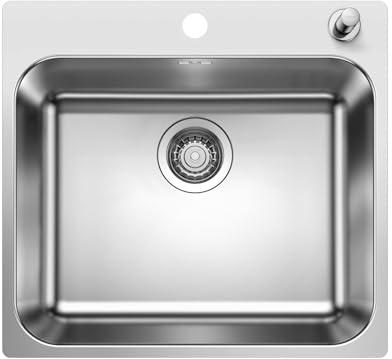 Blanco 526355 | Fregadero de cocina de acero inoxidable SUPRA 500-IF/A | Color : acero inoxidable | [54 x 50 x 18,4 cm] | para armarios inferiores de 60 cm de ancho | resistente a los arañazos | Gran volumen de la piscina