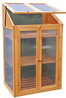 Greenhouse Cold Frame with Transparent Poly-Carbonate Glazing – Outdoor Garden Storage Unit for Growing Plants, Flowers, and More – Small Greenhouse for Backyard Balcony Patio (H120xW69xD51cm)