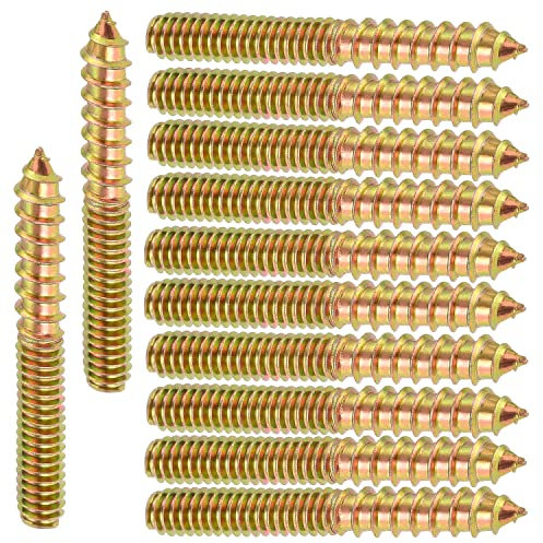 12Pcs Vis Double Filetage, Connecteur de Meubles en Bois, Double Extrémité Fileté Autotaraudeuse Vis Tige Boulon Goujon Vis Double Filetage Bois pour Meubles en Bois à Fixation, M6 x 40mm