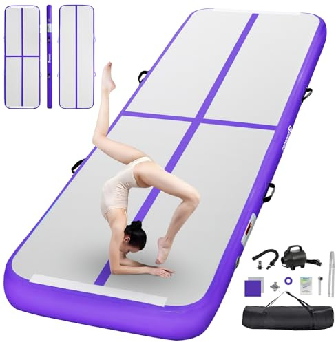 FBSPORT Airtrack Matte,10/20cm Hoch Verdicken 2/3/4/5/6 M Tumbling Matte,Gymnastikmatte mit Luftpumpe,Trainingsmatte mit Tragetasche,Turnmatte für Zuhause, Outdoor,Yoga, Übungsgymnastik usw