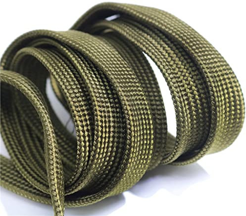 10 Meter Grüne Geflochtene Kabelummantelung Aus Baumwolle, for Power-Audio-Drähte, Spezielle Stoßdämpfer, Geflochtene Hülse, Kabelschlauch, Teile (Color : 20 meters length, Size : 25mm flat size)