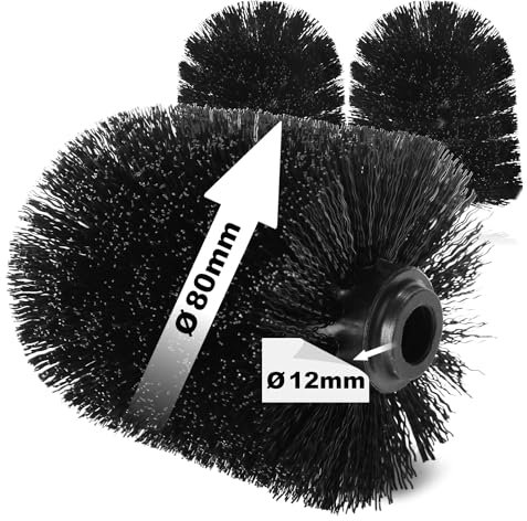 com-four® 3 cabezales de cepillo de repuesto para cepillos de inodoro, cepillos de repuesto en negro, para cepillos de inodoro, cabezales de cepillo de repuesto (3 piezas, cabezal de cepillo de 80 mm)