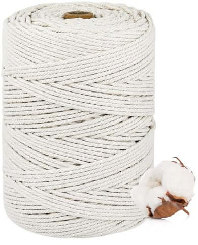 3 mm x 300 m Cuerda de Algodón para Tejer DIY, Cuerda de Algodón para Decoración DIY 100% Algodón Natural Sisal, Idea de Regalo Hilo de Macrame, Hilo para Macrame,Macrame Cord,Macrame Yarn (Beige)