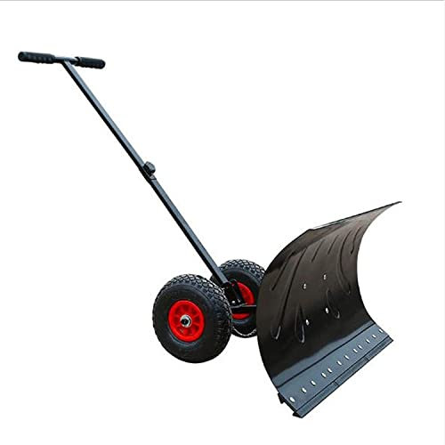Pala quitanieves con Ruedas Pala empujadora de Nieve con Ruedas con Mango de Aluminio Ajustable, quitanieves rodante para Quitar Nieve, Pala quitanieves eficiente con Ruedas y Pala