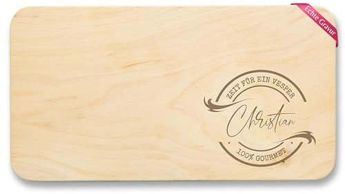 Frühstücksbrettchen Holz Natur - Statement - Zeit für ein Vesper I Brotzeit I Zwischenmahlzeit I Vesper Geschenk Vesperbrett - 22x12 - Holz - geschenkideen küche brotzeitbrett frühstück