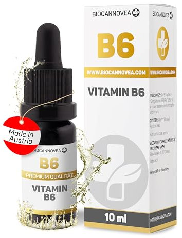 BIOCANNOVEA Vitamin B6 Tropfen 10ml, hochdosiert, Wasserlöslich & Mizelliert | Pflanzliches Nahrungsergänzungsmittel, höchste Bioverfügbarkeit | stärkt Immunsystem & Nervensystem | Vitamin Mangel