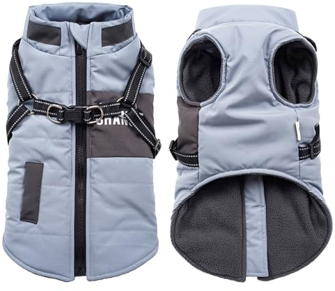 Oslueidy Giubbotti invernali per cani,Cappotti caldi per cani Vestiti per cani Abbigliamento per cani Gilet impermeabile per cuccioli con pettorina per cani di piccola taglia media