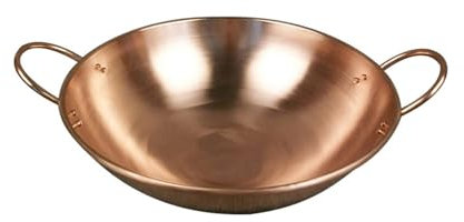 Baoblaze Pot en cuivre avec Double poignées, poêle à frire épaisse, bol à fouetter, belle forme, ustensiles de cuisine en cuivre, casserole pour Camping maison, 28CM