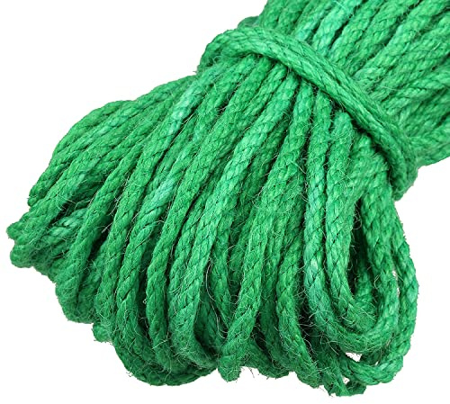 IkErna 5 Mm Bunte Juteschnur, Länge 100 Meter, Starke Kordel, Dickes Seil, Schnur Zum Basteln, Verpacken Von Geschenken, Haus Und Garten/Green