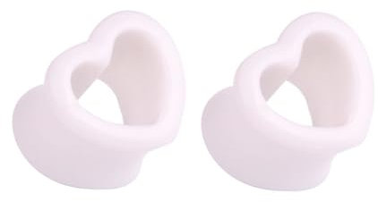 Tolldek 2pcs 6mm Dehn Tunnel Set, Herz Tunnel Dehnstab, Weiß Ohrringe für Damen Körper-Piercing Schmuck