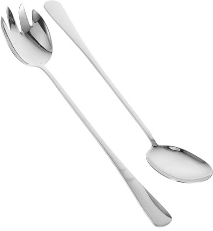Cabilock Cucchiaio da Portata in Acciaio Inossidabile Forchetta da Buffet Cucchiai Lunghi per Insalata di Utensili da Portata per Feste Cucchiai Grandi