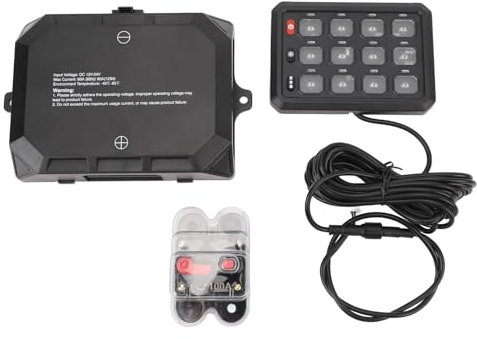 KIMISS RGB 12-Gang-Schalttafel, App-Steuerung für LKW, Boote, Geländefahrzeuge, LED-Schaltkreissteuerung, Relaissystem mit Automatischer Dimmung
