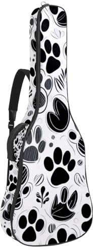 KengjuTesu 43 Zoll Akustikgitarre Softcase mit Rucksackgurt und 2 Taschen Hundepfote, keine Polsterung, Rucksack Wasserdicht Oxford Tuch Bassgitarre Gigbag für Konzertgitarre, mehrfarbig,