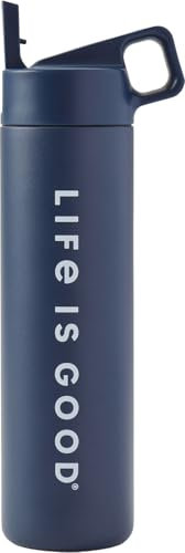 Life Is Good - Unisex Tonal Wordmark Horizontal 20 Oz. Straw Cup, Color Tidal Blue, Size: O/S