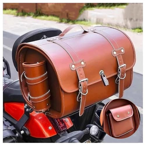 VODHXA Motorrad Hecktasche für Piaggio Medley 150, Motorrad Gepäcktasche Wasserdichter Hecktasche Große Kapazität Motorradtasche, Retro Motorrad Satteltasche,E Light Brown