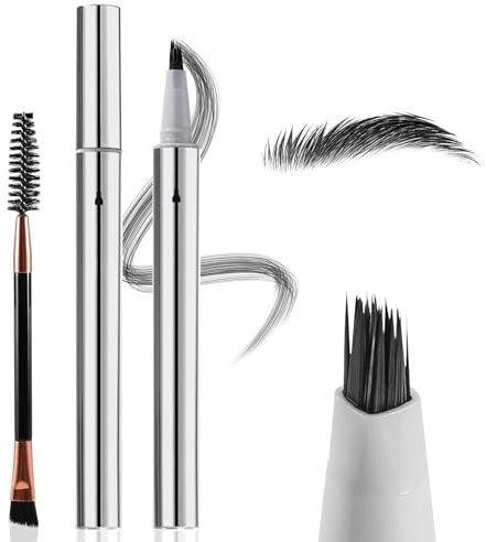 Boobeen Pack de 2 Lápices de Cejas Líquido Efecto Microblading, Cejas Naturales Ultra Precisas con Brocha Espiral, Punta Ultrafina para Trazos Cabello a Cabello, Impermeable y Duración Todo el Día