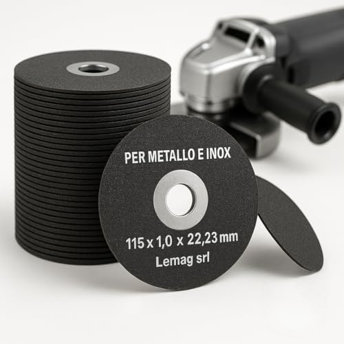 Dischi da Taglio 115 x 1,0 x 22,23 mm – Confezione da 25 – Per Ferro, Acciaio e Inox – Ultra Sottili, Precisi e Resistenti – Ideali per Smerigliatrici Angolari – Lemag srl