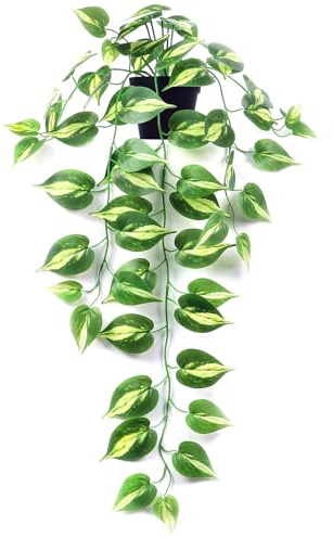Season 2 Season Fake Pothos Hanging Plants Artificial Ivy Vines with Pots - Realistic Indoor Greenery Decor, Low Maintenance Faux Home Decoration (1 PCS)