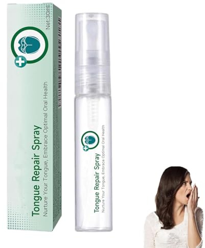 Zungenspray mit Minzgeschmack, Mundspray für frischen Atem, Pflegespray für weiße Zunge und trockenen Mund